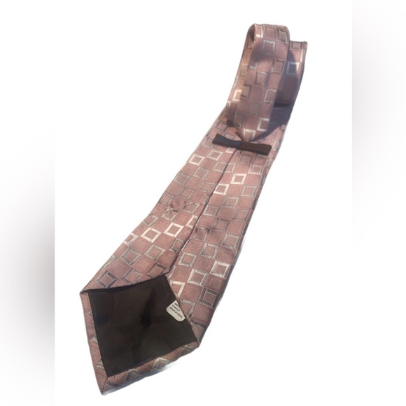Vroom & Dressman Vintage Polyester Brown Geometric Silk Tie Diamond Pattern OS - Picture 2 of 2